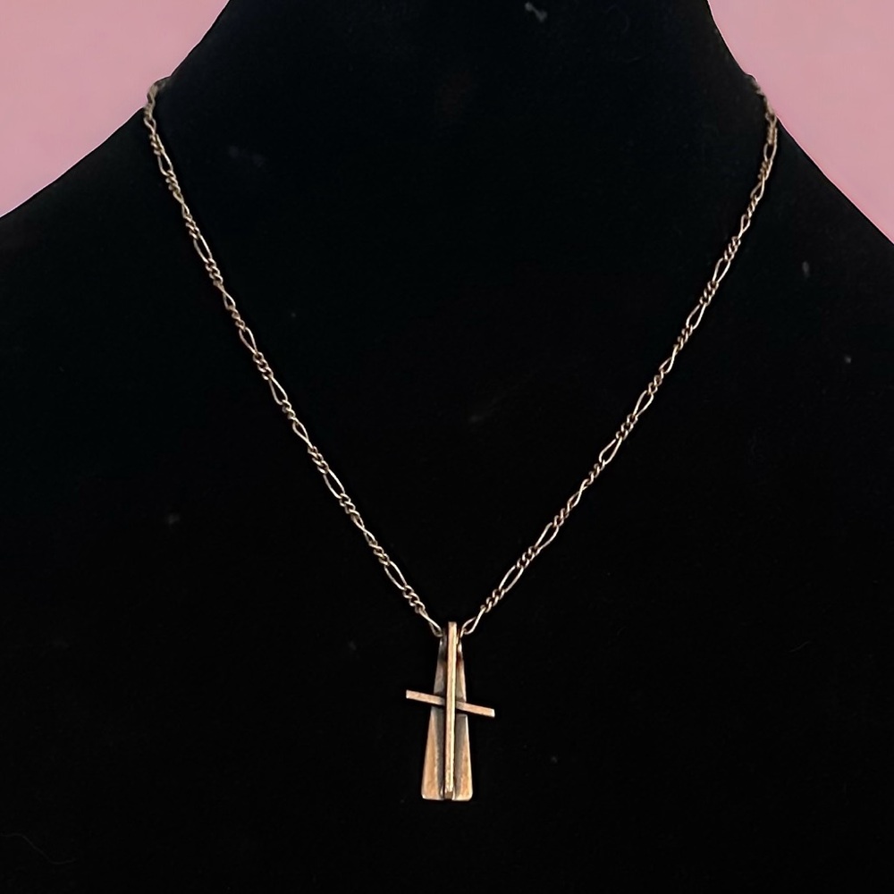Vintage ORB Otto Robert Bade Handwrought abstract cross pendant necklace